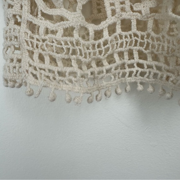 Solitaire Crochet Top Size Medium Cream Boho Western Beachy Hippie - Picture 8 of 12